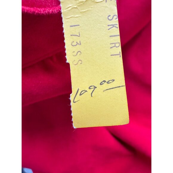 Vintage Red Ultrasuede Skirt Elastic Waist Knee-Length A-Line Side Slit Womens - Picture 5 of 5